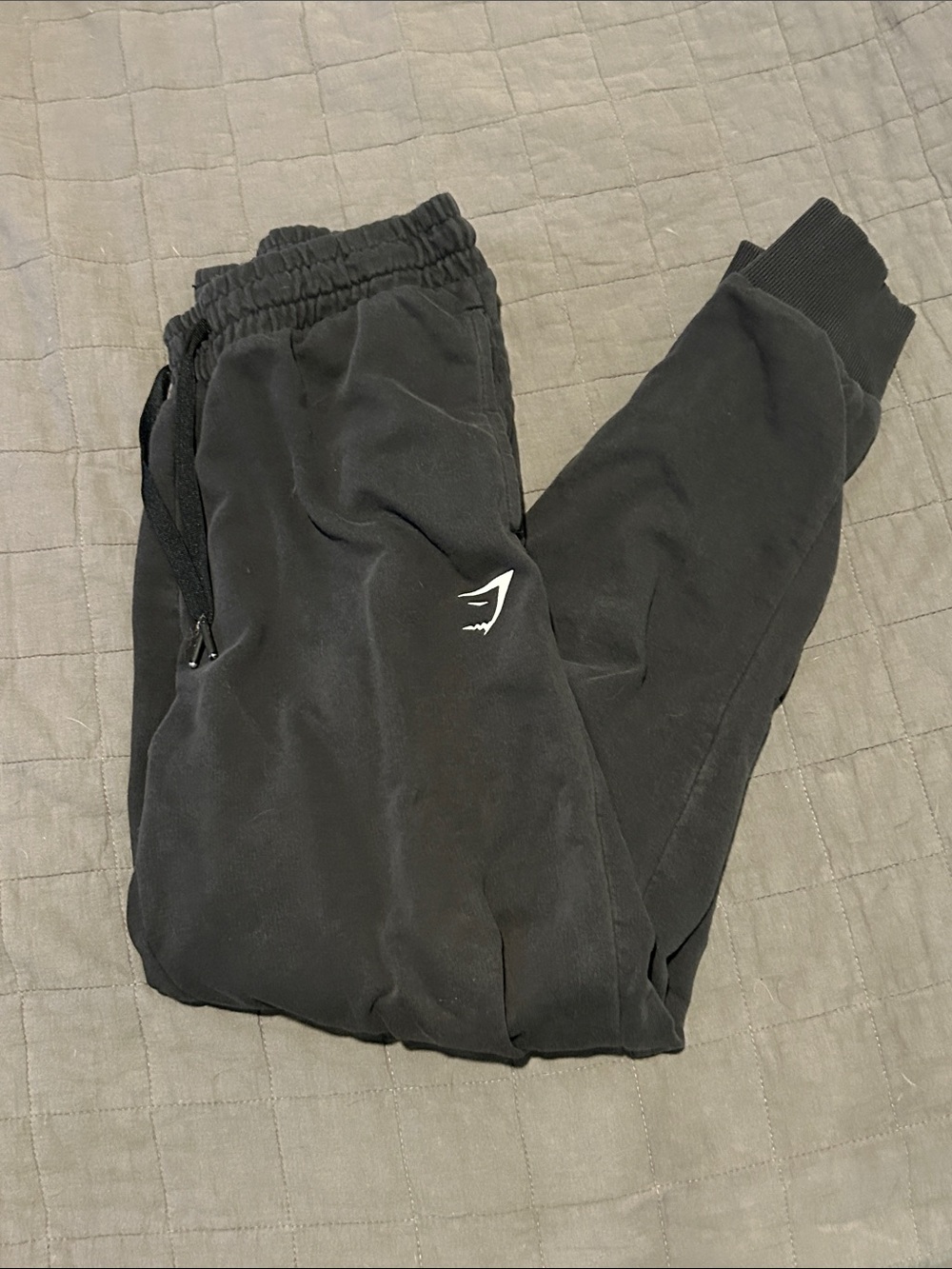 Gymshark Black Jogger Sweatpants with White Logo